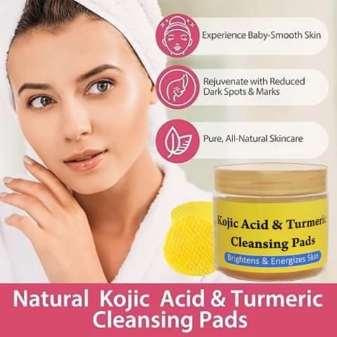 Kojic Acid & Turmeric Cleansing Pads Brightens & Energizes Skin For All Skin Types (50 Pads) 3