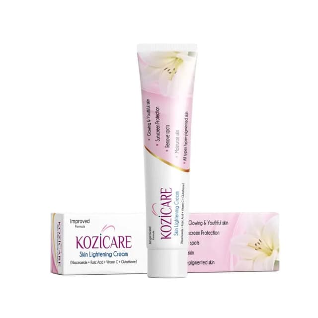 Kozicare Skin Lightening Non-Sticky Cream Lotion | Enriched with 3% Kojic Acid, 1% Alpha Arbutin, 1% Glutathione, 2% Niacinamide, 2% Vitamin C | Best for Melasma, Pigmentation, Dark/Age Spots, Uneven Skin Shade - 15gm