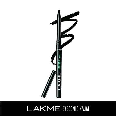 LAKMÉ Eyeconic Pencil Kajal, Black, Water Proof, Smudge Proof, Lasts Upto 22 Hrs, 0.35g Matte Finish