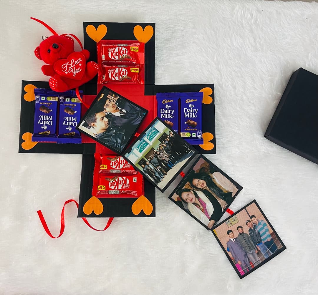Chocolate Explosion Box With Doll and Photos 1
