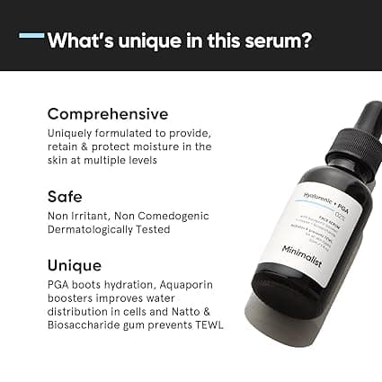 Minimalist 2% Hyaluronic Acid Serum for Face for Intense Hydration, Glow & Lesser Fine Lines | Helps with Skin Dryness & Elasticity | For Women & Men | For all Skin Types | 1 Fl Oz / 30 ml 3