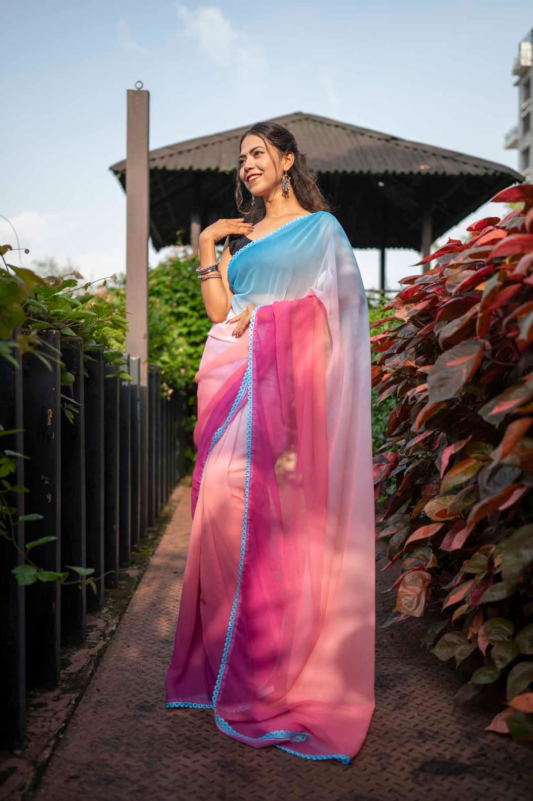 Latest fashionable Partywear Alia Bhatt Georgette Saree Multi Color | Trendy Party & Festive Wear | Traditional Ethnic Fashion | Buy Online 5