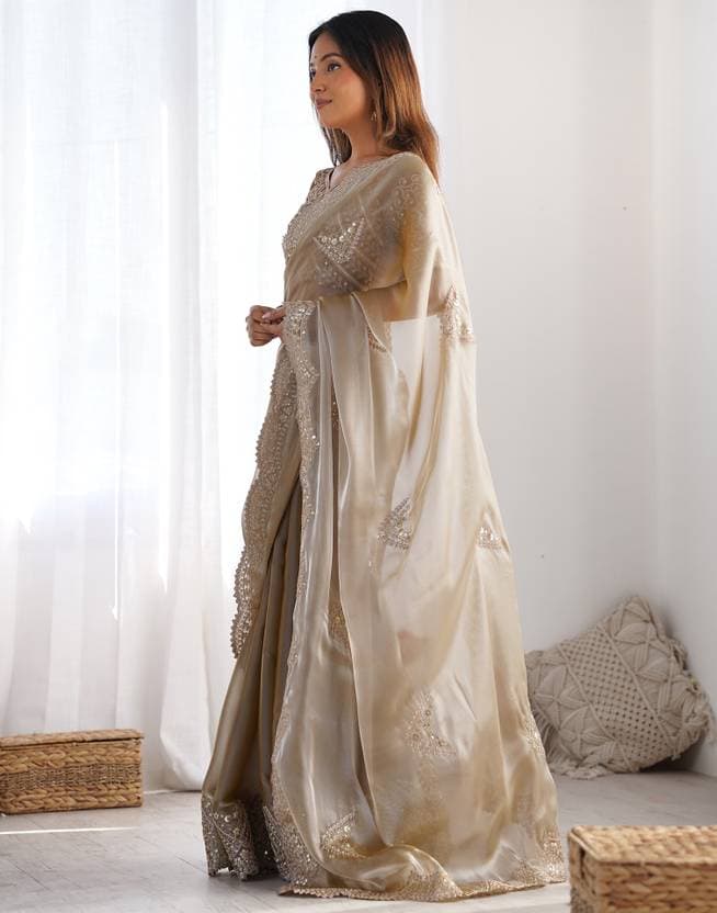 Stylish Embroidered Bollywood Organza Saree with Sequin work | Trendy Party & Festive Wear | Traditional Ethnic Fashion | Buy Online 3