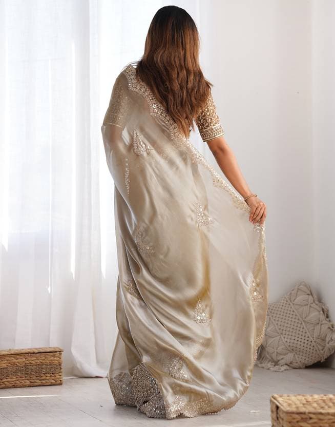 Stylish Embroidered Bollywood Organza Saree with Sequin work | Trendy Party & Festive Wear | Traditional Ethnic Fashion | Buy Online 2
