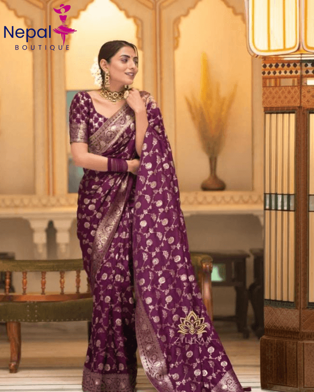 Latest Designer Bollywood Woven Banarasi Jacquard, Art Silk Saree Magenta Color/  Banarasi kanjiavarm paithani Bengali Bollywood patola litchi cotton silk saree | Trendy Party & Festive Wear | Traditional Ethnic Fashion | Buy Online