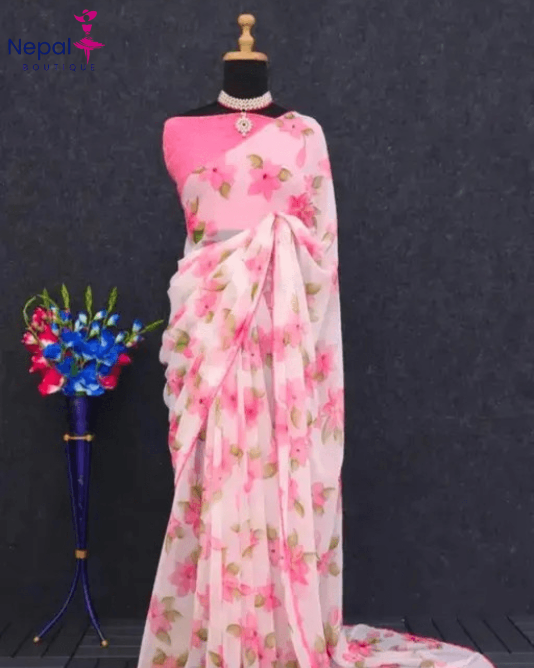 Amazing designer  Georgette fancy Saree for women with unstiched blouse in pink /Trendy Party & Festive Wear | Traditional Ethnic Fashion | Buy Online 1