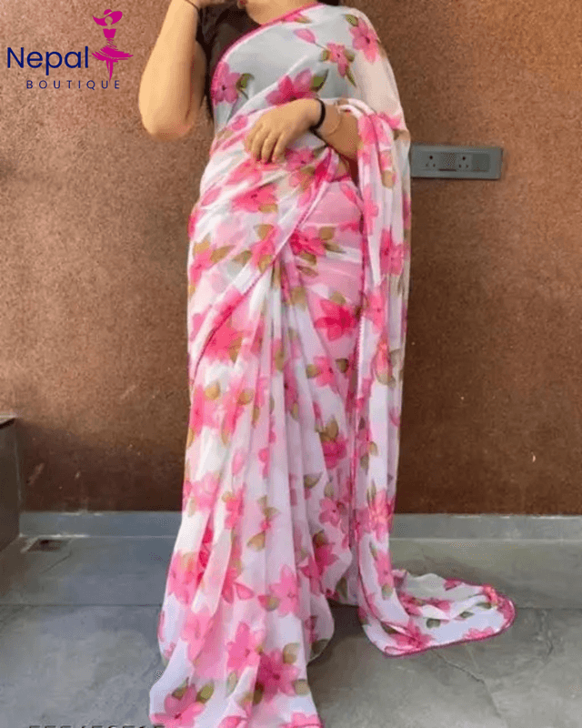Amazing designer  Georgette fancy Saree for women with unstiched blouse in pink /Trendy Party & Festive Wear | Traditional Ethnic Fashion | Buy Online