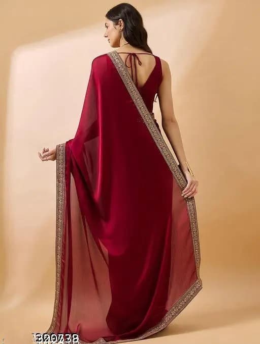 Trending Silk saree with Heavy Embroidered work Boarder with unstiched Blouse in Maroon Color | Trendy Party & Festive Wear | Traditional Ethnic Fashion | Buy Online 3
