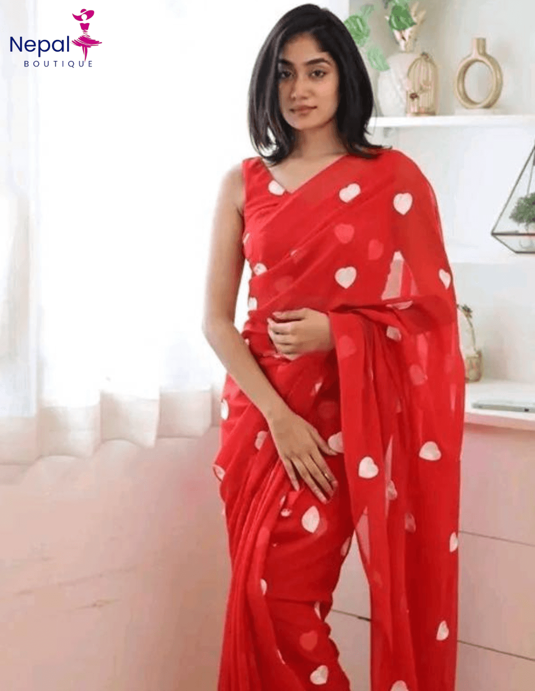 Elegant Bollywood Embroidery work georgette saree with unstiched blouse Red color/Trendy Party & Festive Wear | Traditional Ethnic Fashion | Buy Online
