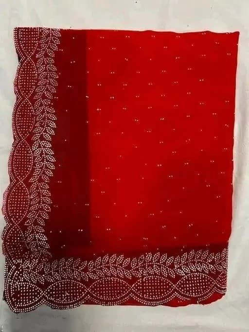 Trending Bollywood Georgette Saree with Embroidery Wok with unstiched Blouse in Red Color| Trendy Party & Festive Wear | Traditional Ethnic Fashion | Buy Online 1