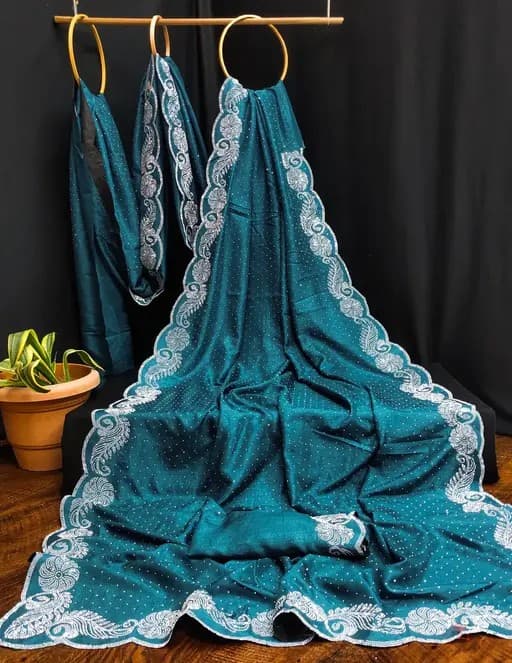 Trending Bollywood Party wear Saree with Embroidery Wok with unstiched Blouse in Blue Color| Trendy Party & Festive Wear | Traditional Ethnic Fashion | Buy Online 4