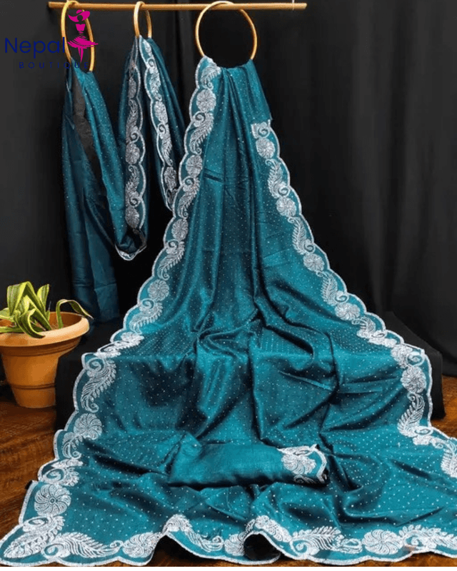 Trending Bollywood Party wear Saree with Embroidery Wok with unstiched Blouse in Blue Color| Trendy Party & Festive Wear | Traditional Ethnic Fashion | Buy Online