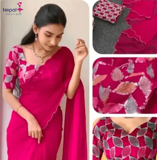 Elegant Bollywood Georgette saree with unstiched blouse Pink color/Trendy Party & Festive Wear | Traditional Ethnic Fashion | Buy Online