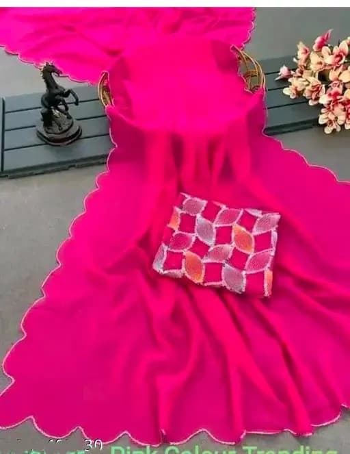 Elegant Bollywood Georgette saree with unstiched blouse Pink color/Trendy Party & Festive Wear | Traditional Ethnic Fashion | Buy Online 1
