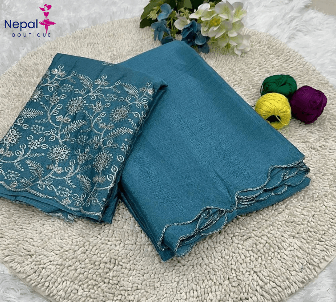 Trending Silk saree with Heavy Embroidered worked Blouse in Blue Color | Available in Multi color |Trendy Party & Festive Wear | Traditional Ethnic Fashion | Buy Online