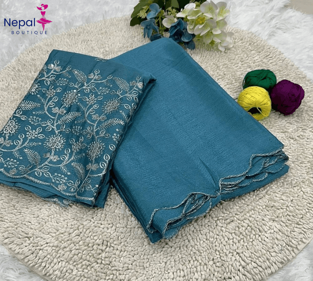 Trending Silk saree with Heavy Embroidered worked Blouse in Blue Color | Available in Multi color |Trendy Party & Festive Wear | Traditional Ethnic Fashion | Buy Online