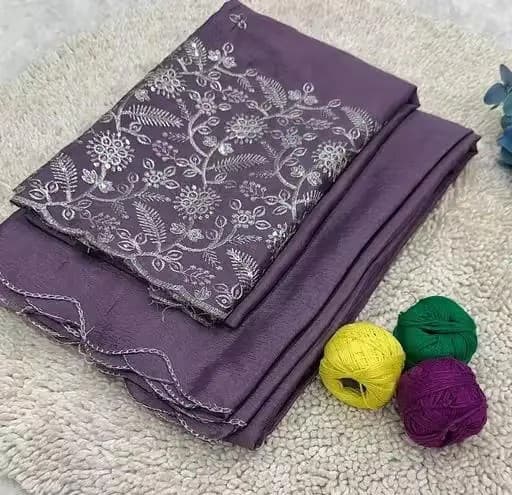 Trending Silk saree with Heavy Embroidered worked Blouse in Purple Color | Available in Multi color |Trendy Party & Festive Wear | Traditional Ethnic Fashion | Buy Online 1