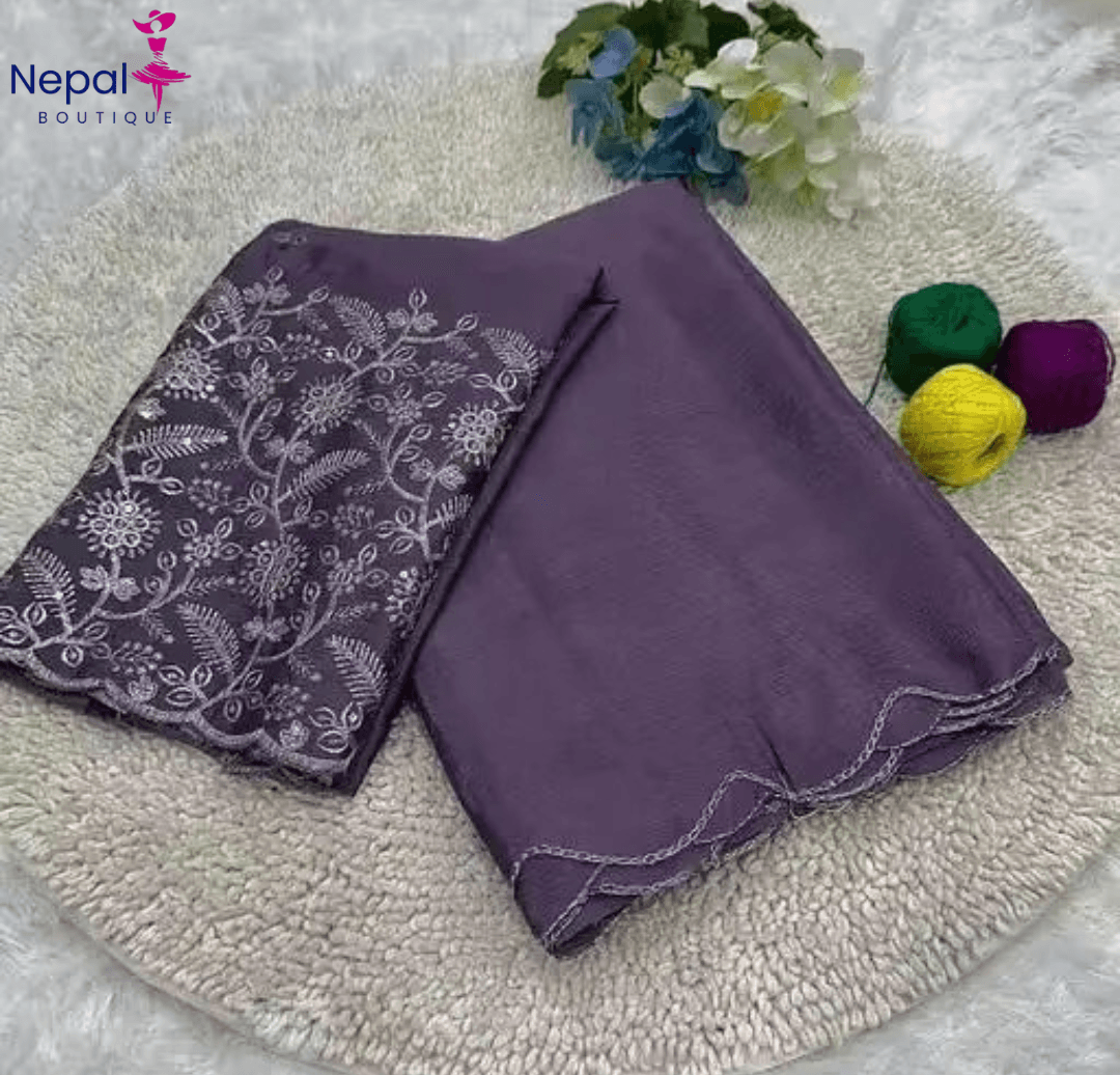 Trending Silk saree with Heavy Embroidered worked Blouse in Purple Color | Available in Multi color |Trendy Party & Festive Wear | Traditional Ethnic Fashion | Buy Online