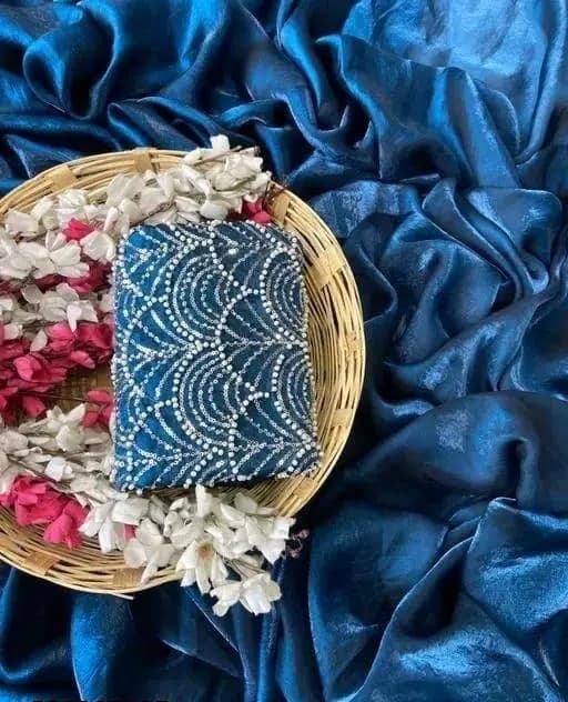 Trending Silk Saree with Motti worked blouse in Royal Blue color| Available in Multi color | Trendy Party & Festive Wear | Traditional Ethnic Fashion | Buy Online 1
