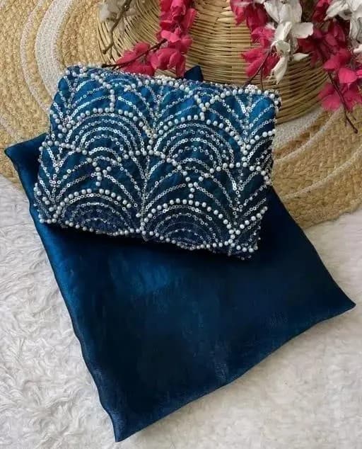 Trending Silk Saree with Motti worked blouse in Royal Blue color| Available in Multi color | Trendy Party & Festive Wear | Traditional Ethnic Fashion | Buy Online 3
