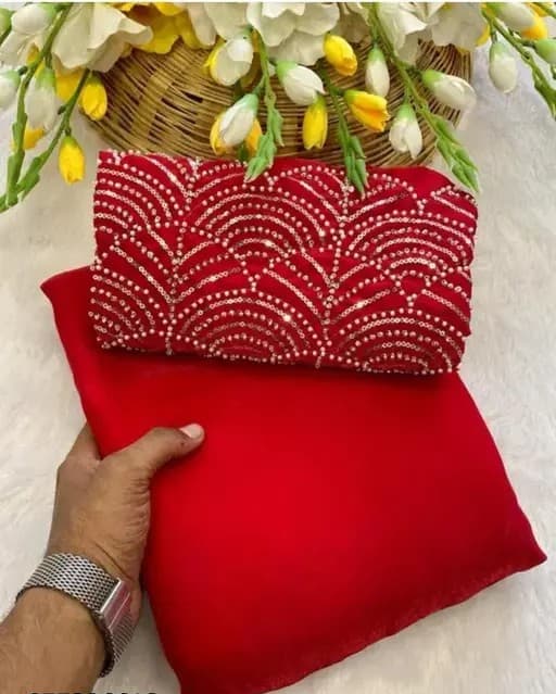 Trending Silk Saree with Motti worked blouse in Red color| Available in Multi color | Trendy Party & Festive Wear | Traditional Ethnic Fashion | Buy Online 2