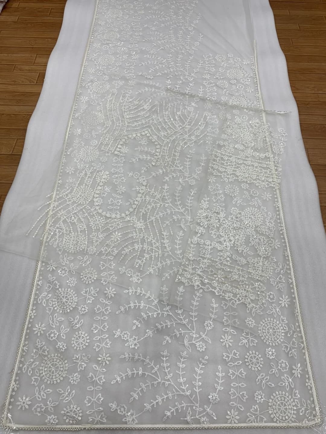 Bollywood Sequin Embroidery Saree | Heavy Mono Net Pearl Border Party wear and Wedding saree with unstiched blouse | Trendy Party & Festive Wear | Traditional Ethnic Fashion | Buy Online 3