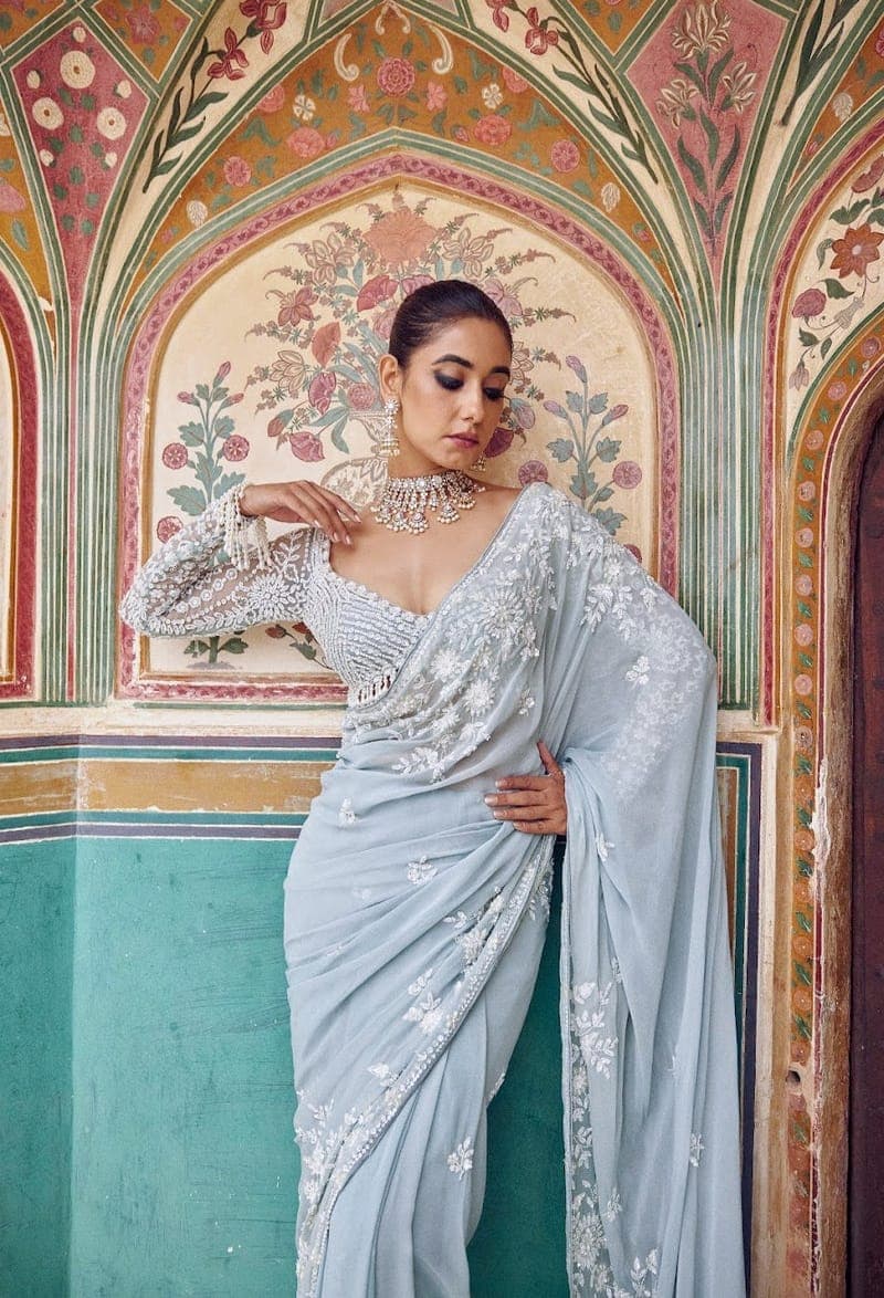 Bollywood Heavy Faux Georgette Embroidery Sequence Saree | Heavy Work Party wear and Wedding saree with unstiched blouse | Trendy Party & Festive Wear | Traditional Ethnic Fashion | Buy Online