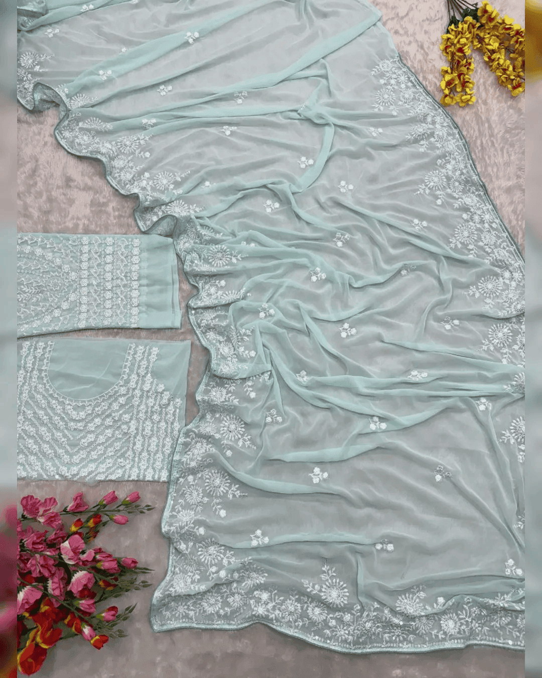 Bollywood Heavy Faux Georgette Embroidery Sequence Saree | Heavy Work Party wear and Wedding saree with unstiched blouse | Trendy Party & Festive Wear | Traditional Ethnic Fashion | Buy Online 2