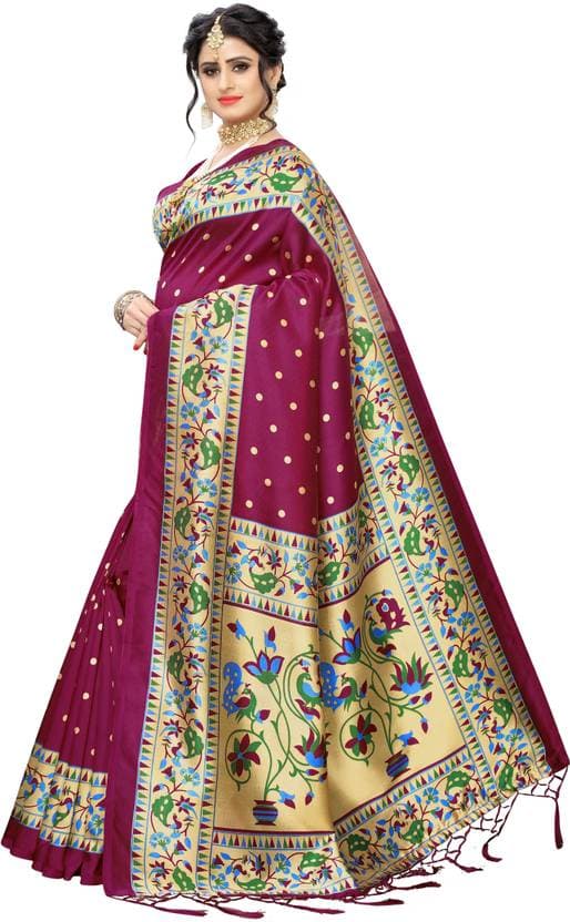 Latest Printed Bollywood Art Silk Saree with Blouse Material for women free size | Trendy Party & Festive Wear | Traditional Ethnic Fashion | Buy Online 2