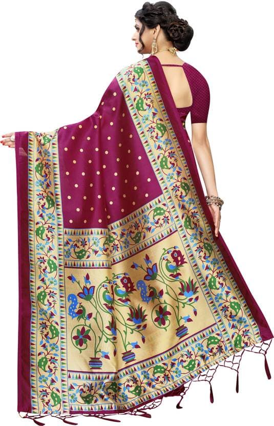 Latest Printed Bollywood Art Silk Saree with Blouse Material for women free size | Trendy Party & Festive Wear | Traditional Ethnic Fashion | Buy Online 1