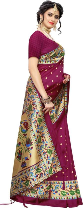 Latest Printed Bollywood Art Silk Saree with Blouse Material for women free size | Trendy Party & Festive Wear | Traditional Ethnic Fashion | Buy Online 3