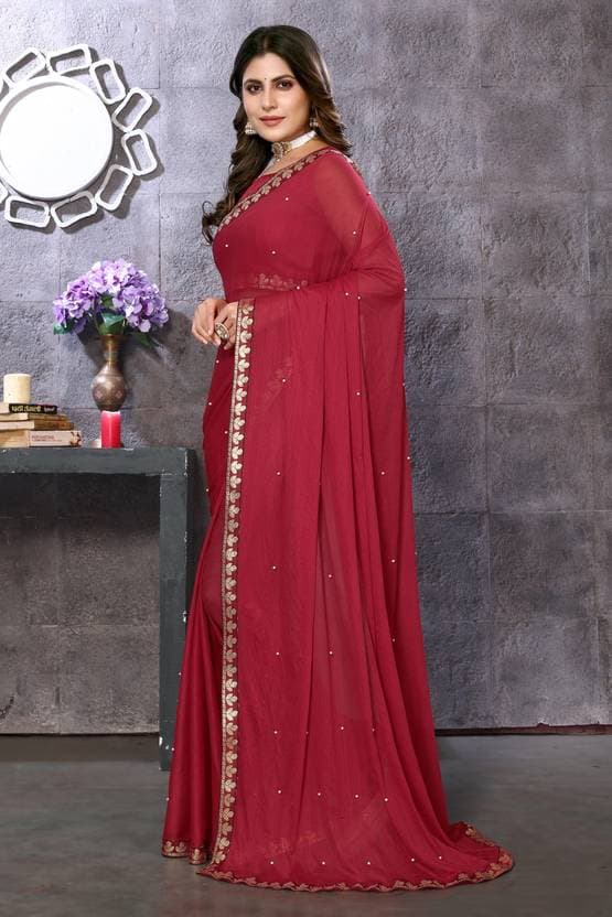 Womens Bollywood Lycra Blend Saree with Blouse Material free size | Trendy Party & Festive Wear | Traditional Ethnic Fashion | Buy Online