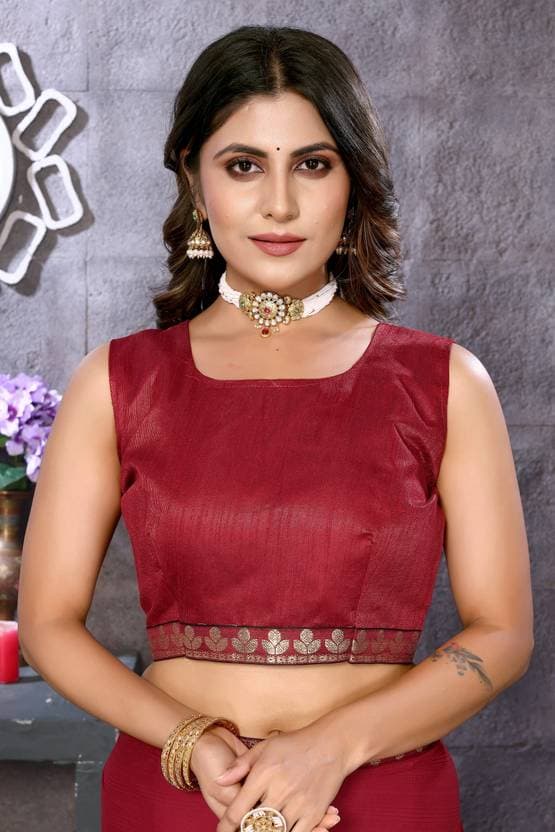 Womens Bollywood Lycra Blend Saree with Blouse Material free size | Trendy Party & Festive Wear | Traditional Ethnic Fashion | Buy Online 3