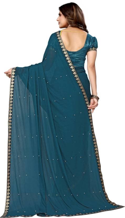 Womens Bollywood Lycra Blend Saree with Blouse Material free size | Trendy Party & Festive Wear | Traditional Ethnic Fashion | Buy Online 3