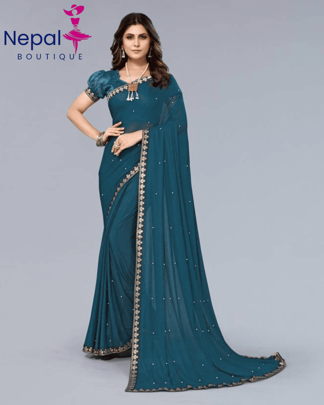 Womens Bollywood Lycra Blend Saree with Blouse Material free size | Trendy Party & Festive Wear | Traditional Ethnic Fashion | Buy Online