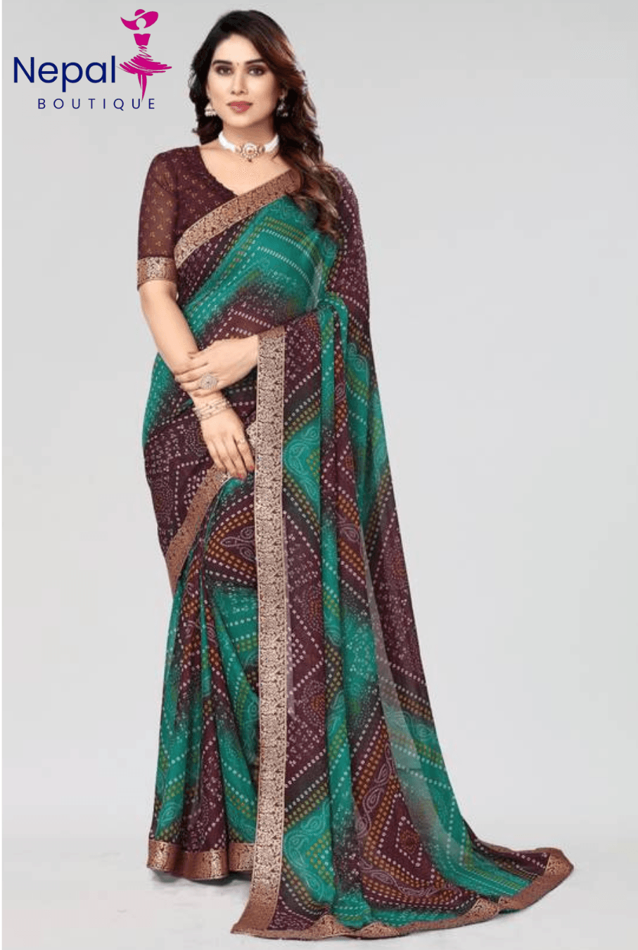 Jacquard Women's Georgette Printed Saree with Blouse Piece Material | Trendy Party & Festive Wear | Traditional Ethnic Fashion | Buy Online