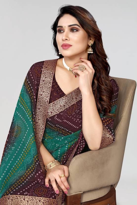 Jacquard Women's Georgette Printed Saree with Blouse Piece Material | Trendy Party & Festive Wear | Traditional Ethnic Fashion | Buy Online 3