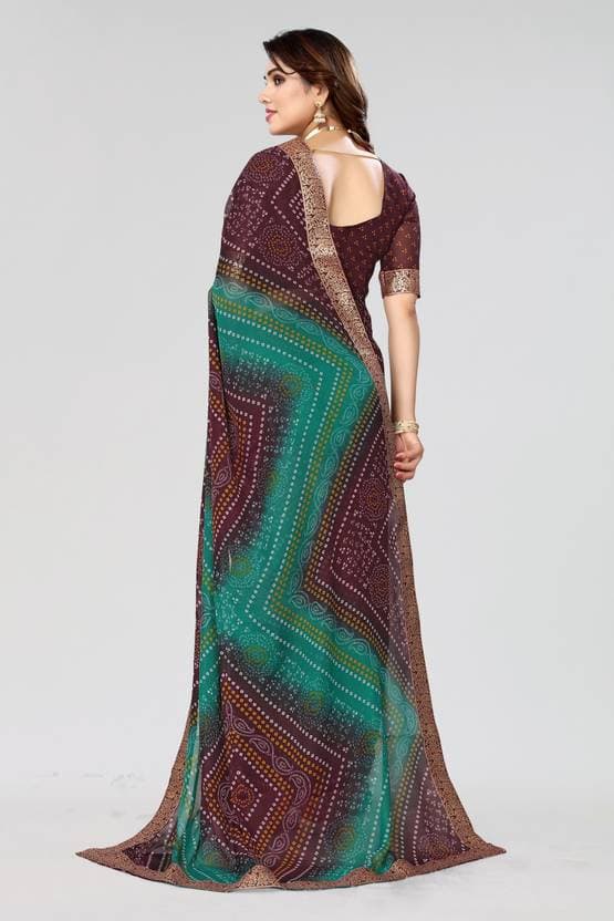 Jacquard Women's Georgette Printed Saree with Blouse Piece Material | Trendy Party & Festive Wear | Traditional Ethnic Fashion | Buy Online 2