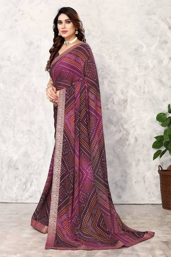 Jacquard Women's Georgette Printed Saree with Blouse Piece Material | Trendy Party & Festive Wear | Traditional Ethnic Fashion | Buy Online 1