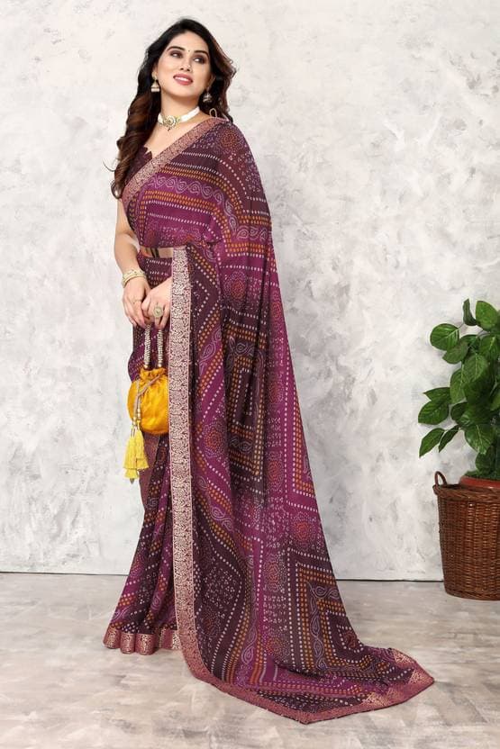 Jacquard Women's Georgette Printed Saree with Blouse Piece Material | Trendy Party & Festive Wear | Traditional Ethnic Fashion | Buy Online 4
