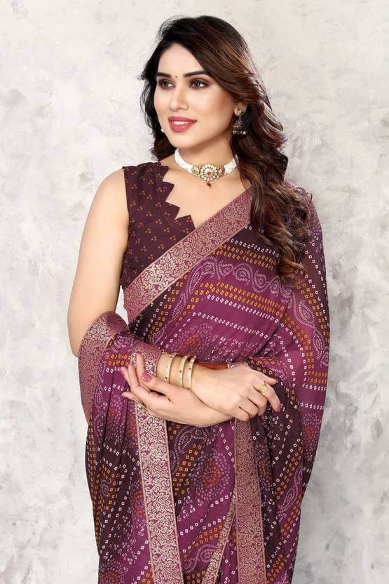 Jacquard Women's Georgette Printed Saree with Blouse Piece Material | Trendy Party & Festive Wear | Traditional Ethnic Fashion | Buy Online 2