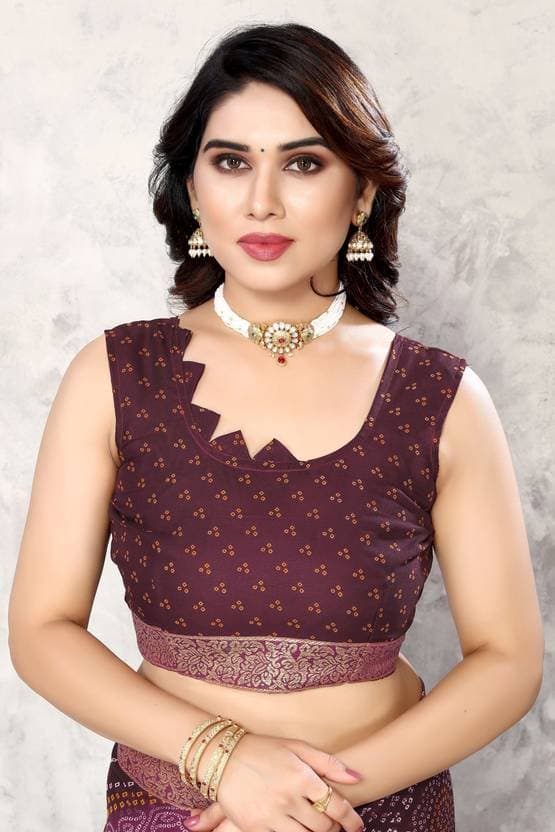 Jacquard Women's Georgette Printed Saree with Blouse Piece Material | Trendy Party & Festive Wear | Traditional Ethnic Fashion | Buy Online 5