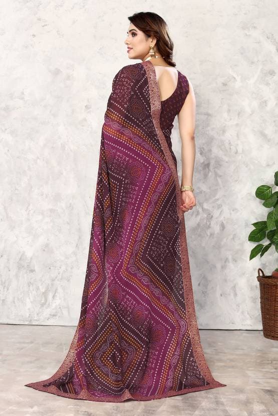 Jacquard Women's Georgette Printed Saree with Blouse Piece Material | Trendy Party & Festive Wear | Traditional Ethnic Fashion | Buy Online 3