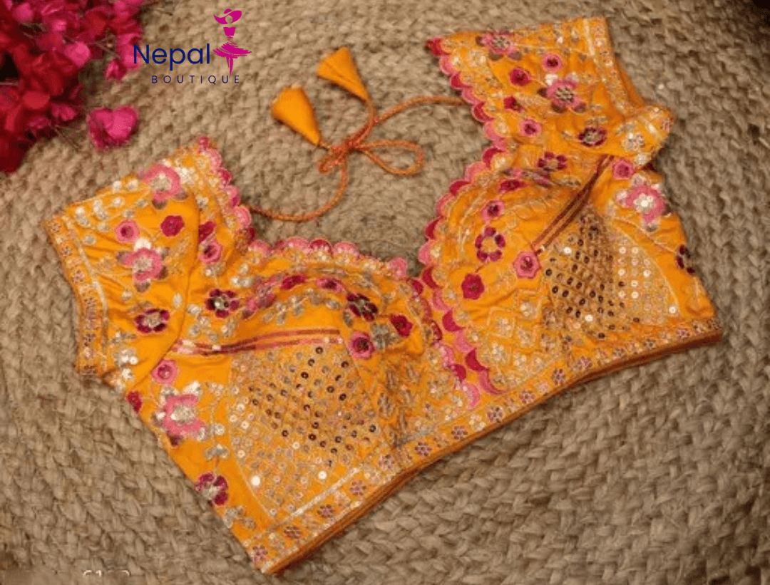 Readymade fashionable sweetheart neck women Blouse Yellow Color | Trendy Party & Festive Wear | Traditional Ethnic Fashion | Buy Online 2