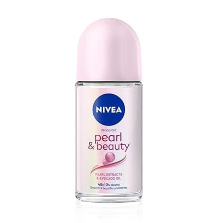 NIVEA Pearl and Beauty Deo Roll On - 50 ml, With Pearl Extracts & Avocado Oil, 48 H Smooth & Beautiful Underarms| 0% Alcohol | For Women