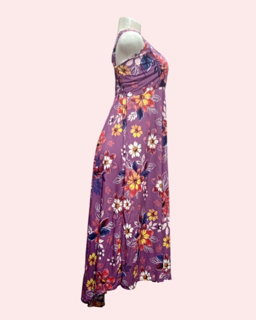 Navjyoti Purple Floral Print Maxi Dress, Long Gown 1