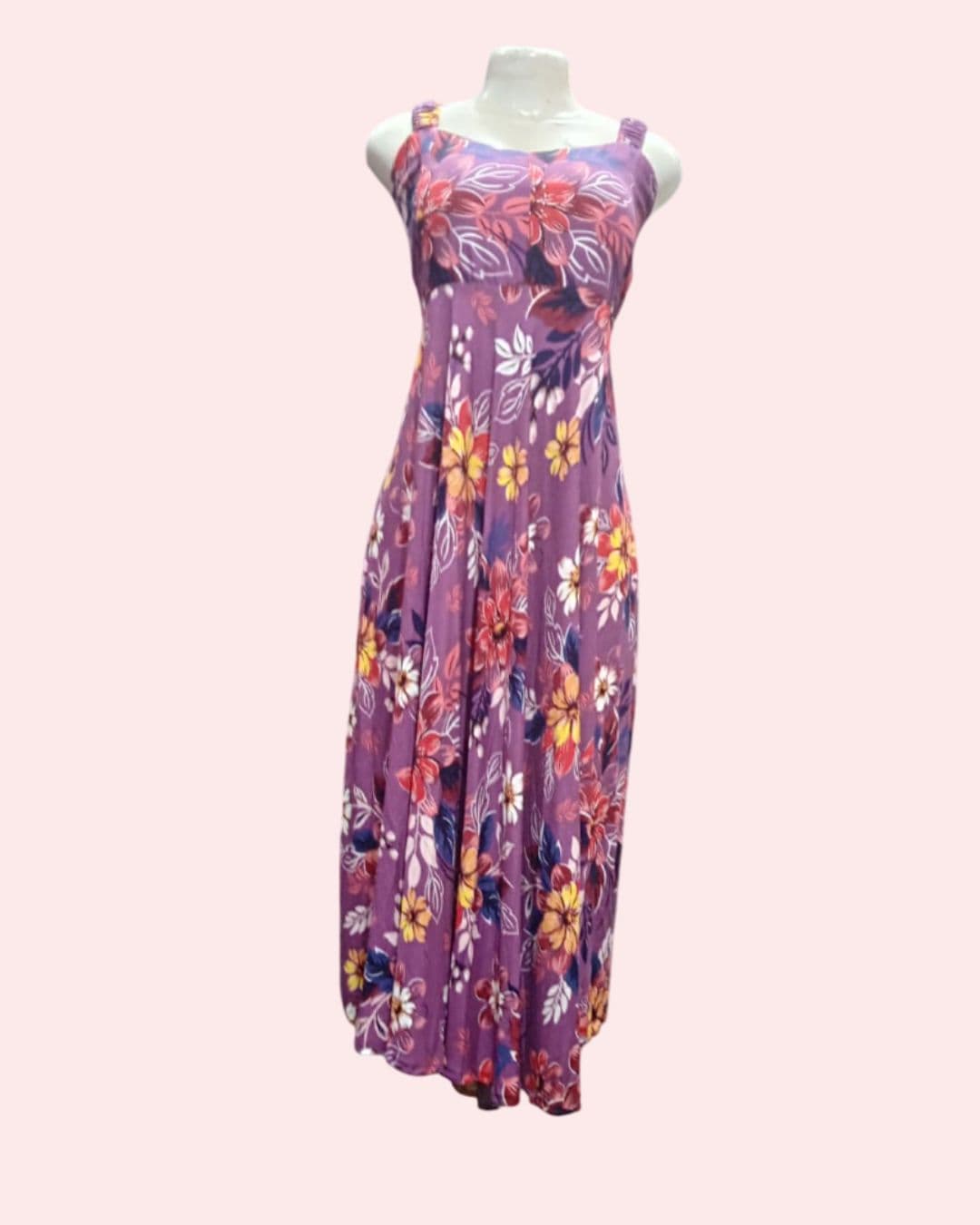 Navjyoti Purple Floral Print Maxi Dress, Long Gown