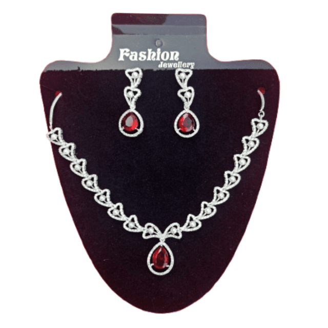 Women's Fashion Jewelry Set – Silver Plated Necklace, Earrings & Maang Tikka with Blue Stones – Bridal & Party Wear