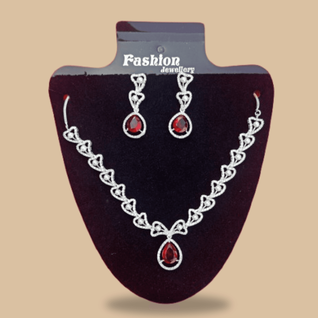 Women's Fashion Jewelry Set – Silver Plated Necklace, Earrings & Maang Tikka with Blue Stones – Bridal & Party Wear 1