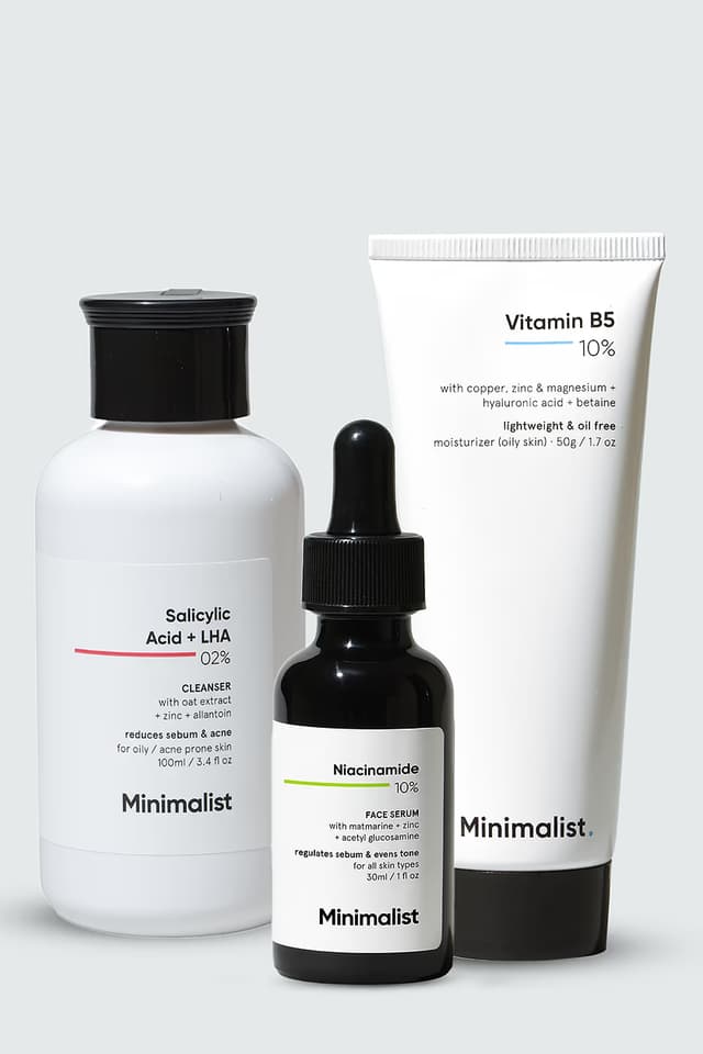 Oily Skincare Kit, Routine for reducing excess skin oiliness & tightening pores